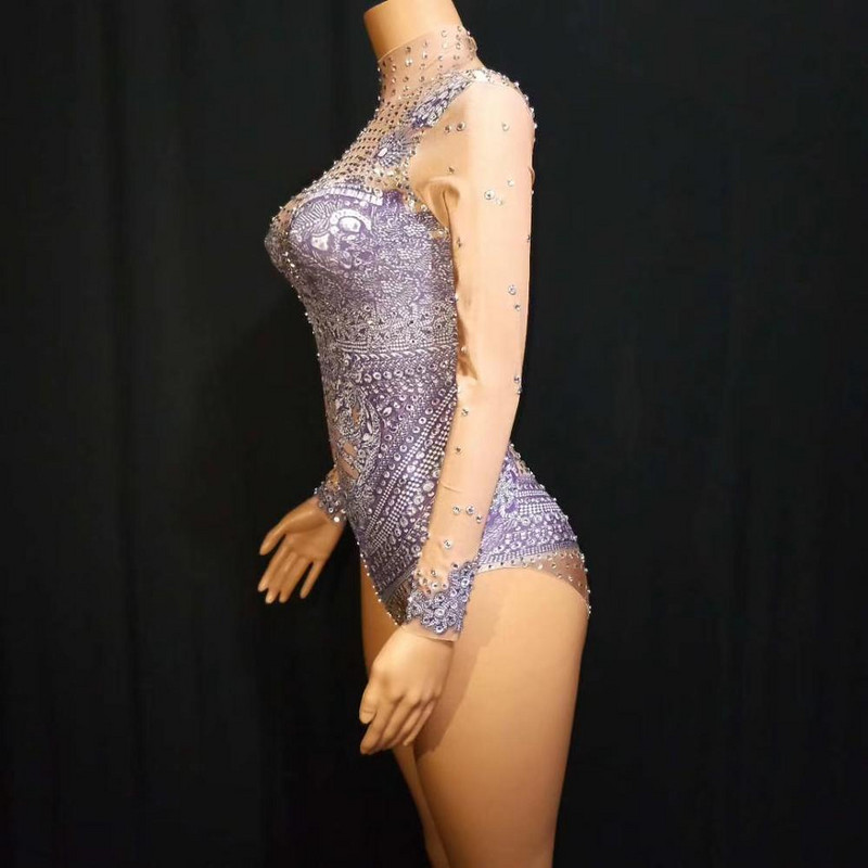 Naiste seksikad liibuvad esituslikud Rhinestone`i bodysuits ööklubi Pole Dance trikoo Showgirl`i kombinesoonid, akrobaatilised lavarõivad