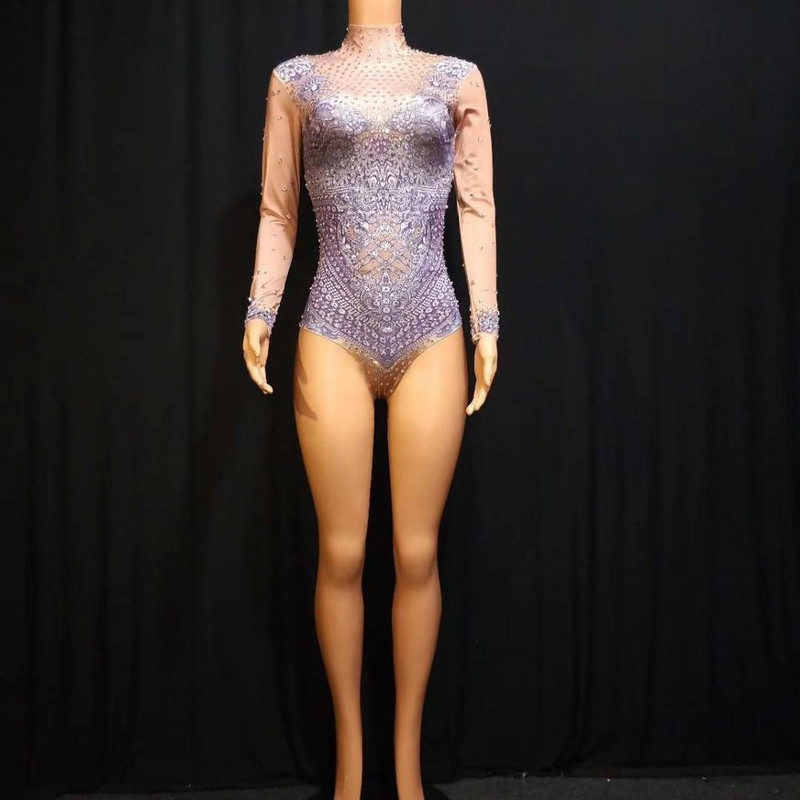 Naiste seksikad liibuvad esituslikud Rhinestone`i bodysuits ööklubi Pole Dance trikoo Showgirl`i kombinesoonid, akrobaatilised lavarõivad