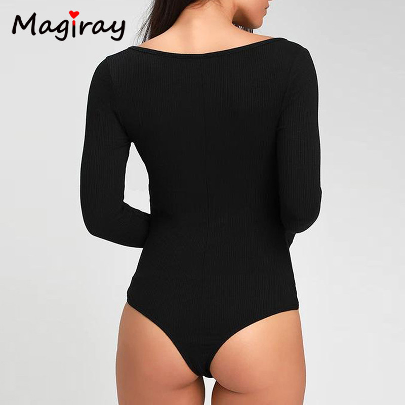 Magriay Body sexy pătrat cu decolteu în V adânc, cu mânecă lungă, pentru femei, 2021, tricot, cu fânețe, îmbrăcăminte de stradă, slim, mulat, body body top 258