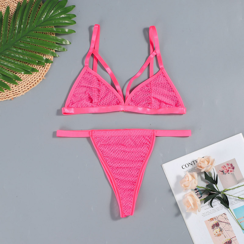 sous vetement femme Uus moodne pitsiline rinnahoidja ülikond Seksikas ühevärviline pesukomplekt naistele läbipaistev aluspesu komplekt трусы женские