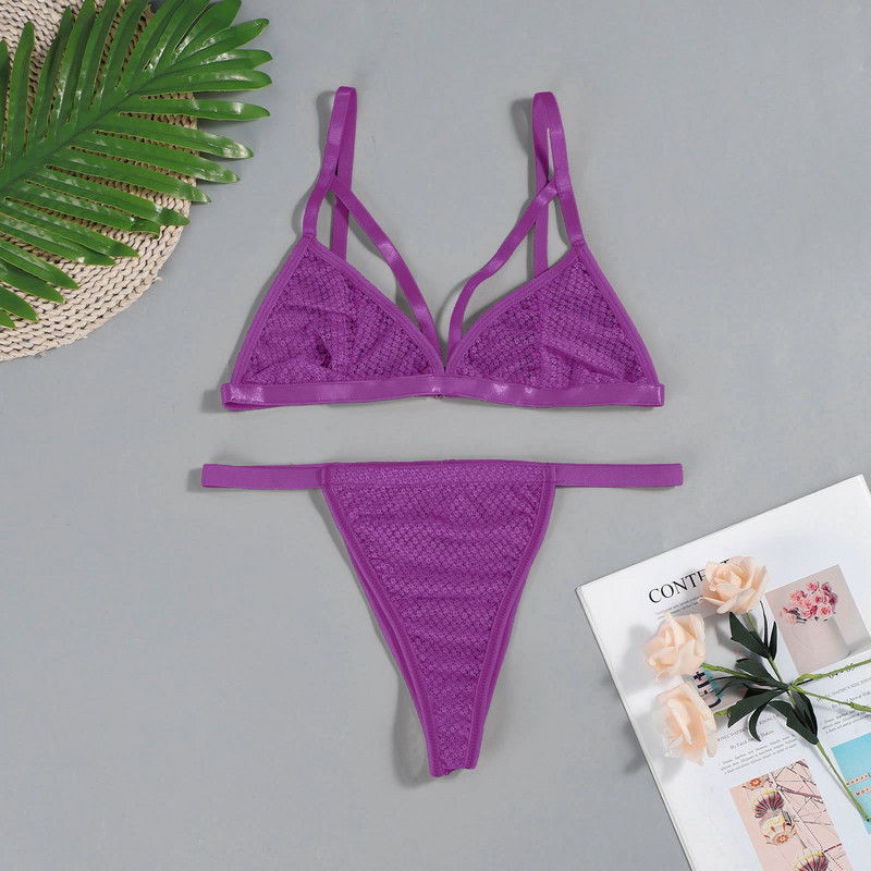 sous vetement femme Uus moodne pitsiline rinnahoidja ülikond Seksikas ühevärviline pesukomplekt naistele läbipaistev aluspesu komplekt трусы женские