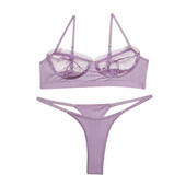 Set de lenjerie sexy pentru femei, sutien push up din dantelă, costum tanga, transparent, culoare solidă, set de lenjerie intima bielizna damska нижнее белье женское