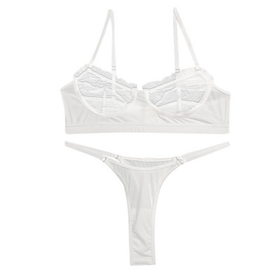 Set de lenjerie sexy pentru femei, sutien push up din dantelă, costum tanga, transparent, culoare solidă, set de lenjerie intima bielizna damska нижнее белье женское