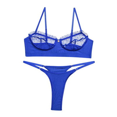 Set de lenjerie sexy pentru femei, sutien push up din dantelă, costum tanga, transparent, culoare solidă, set de lenjerie intima bielizna damska нижнее белье женское