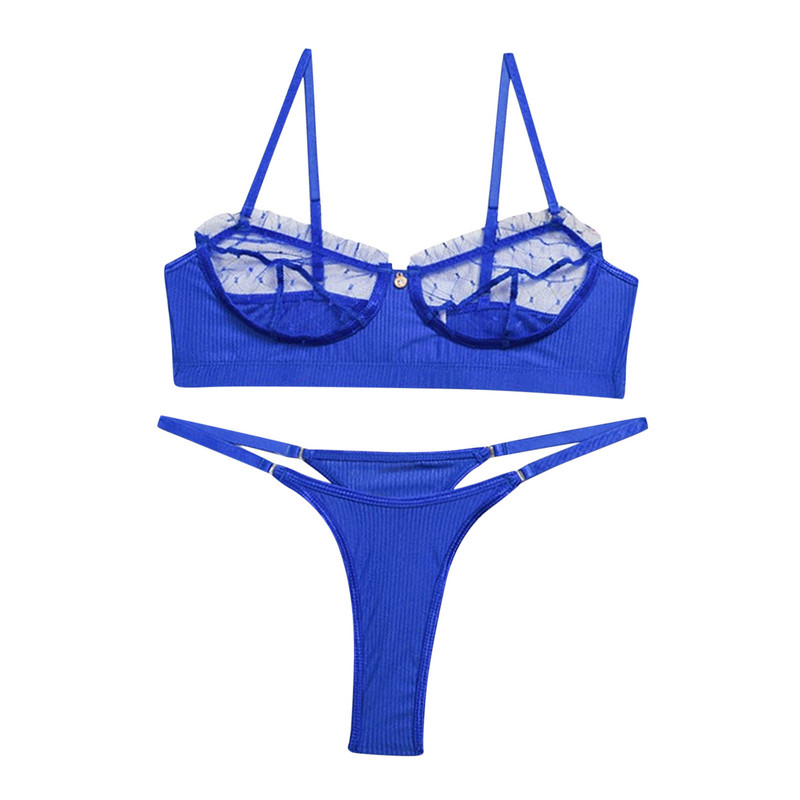 Set de lenjerie sexy pentru femei, sutien push up din dantelă, costum tanga, transparent, culoare solidă, set de lenjerie intima bielizna damska нижнее белье женское