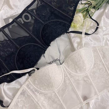 Дантелено бельо лятна тънка жилетка тип bralette големи гърди показват малка вътрешна рибена кост бельо сутиен с регулиращ се пръстен от мека стомана