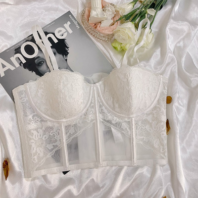 Δαντελένια εσώρουχα καλοκαιρινό λεπτό γιλέκο τύπου bralette μεγάλο στήθος δείχνει μικρό εσωτερικό εσώρουχο από μαλακό ατσάλι με δαχτυλίδι σουτιέν προσαρμογής