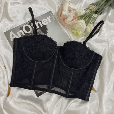 Δαντελένια εσώρουχα καλοκαιρινό λεπτό γιλέκο τύπου bralette μεγάλο στήθος δείχνει μικρό εσωτερικό εσώρουχο από μαλακό ατσάλι με δαχτυλίδι σουτιέν προσαρμογής