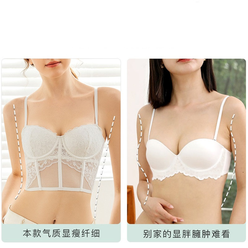 Δαντελένια εσώρουχα καλοκαιρινό λεπτό γιλέκο τύπου bralette μεγάλο στήθος δείχνει μικρό εσωτερικό εσώρουχο από μαλακό ατσάλι με δαχτυλίδι σουτιέν προσαρμογής