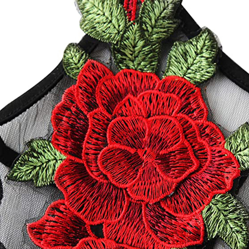 Topuri crop noi pentru femei, broderie, trandafir, sutien din plasă moale, bralette, sutien, bustieră, sexy, negru, sutien activ, vintage, de modă