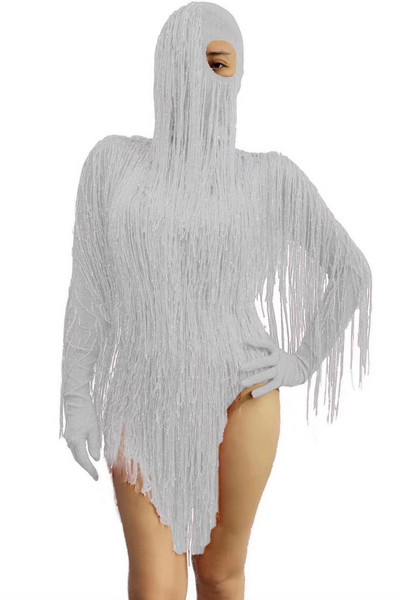 Body cu ciucuri lungi, mascată, cu franjuri, sexy, cu franjuri, pentru scenă, costume de Halloween, ținute de performanță