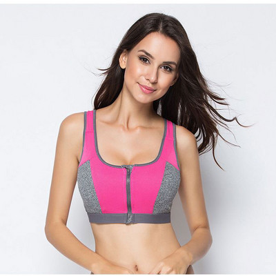Γυναικεία σουτιέν γυμναστικής με φερμουάρ διπλού στρώματος χωρίς ραφές πουκάμισο με ψηλή επένδυση, γιλέκο εσώρουχο Σέξι γυναικείο σουτιέν με κίνηση