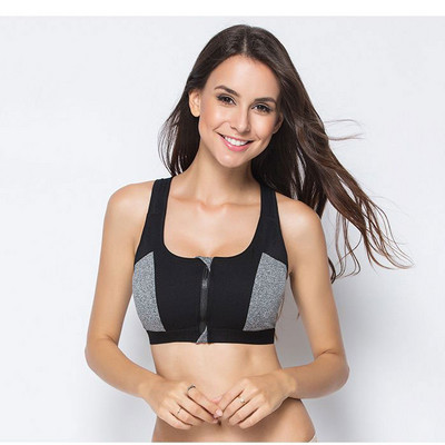 Γυναικεία σουτιέν γυμναστικής με φερμουάρ διπλού στρώματος χωρίς ραφές πουκάμισο με ψηλή επένδυση, γιλέκο εσώρουχο Σέξι γυναικείο σουτιέν με κίνηση