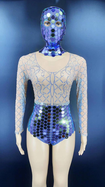 Seksikas veniv võrkperspektiivne kivist litriga bodi koos peakattega Naiste ööklubipeokostüümid.