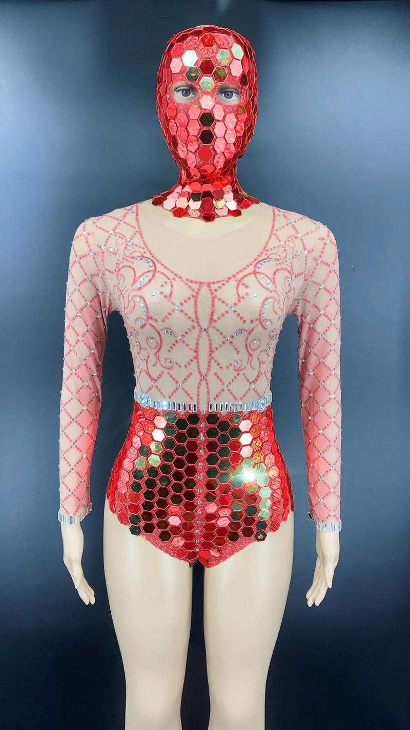 Seksikas veniv võrkperspektiivne kivist litriga bodi koos peakattega Naiste ööklubipeokostüümid.