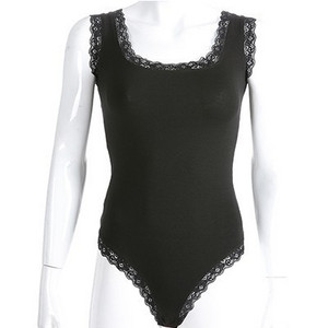 Isiksus Body cu tanga sexy de vară neagră pentru femei, fără mâneci, fără spate, cu dantelă, 2019, cu patchwork, cu crotch deschis, pentru femei JS028