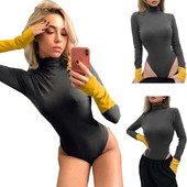 BKLD Γυναικείο μακρυμάνικο κορμάκι Φθινοπωρινό ζιβάγκο Γυναικείο σέξι κορμάκι Romper Clubwear Patchwork Γυναικείο κορμάκι