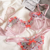 Seksikas tikandid lilleperspektiiviga üliõhukesest võrgust aluspesu ülikond stringid puhas soov koguv rinnahoidja komplekt kate longusvastane pesu