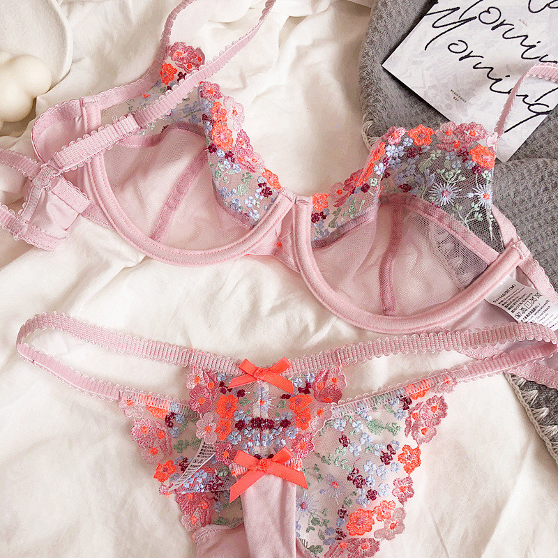 Seksikas tikandid lilleperspektiiviga üliõhukesest võrgust aluspesu ülikond stringid puhas soov koguv rinnahoidja komplekt kate longusvastane pesu