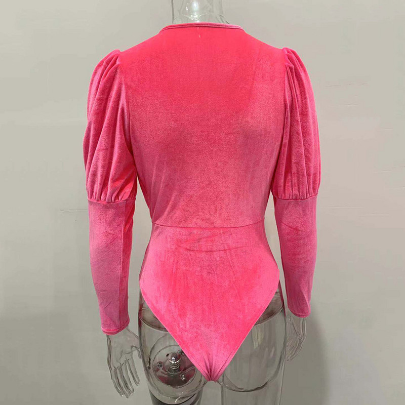 BKLD Seksi ženski bodi s dubokim V izrezom Klubska odjeća Jesen Zima Baršunasti bodi dugih rukava 2020. Novi bodi uz čvrste ženske majice za zabave