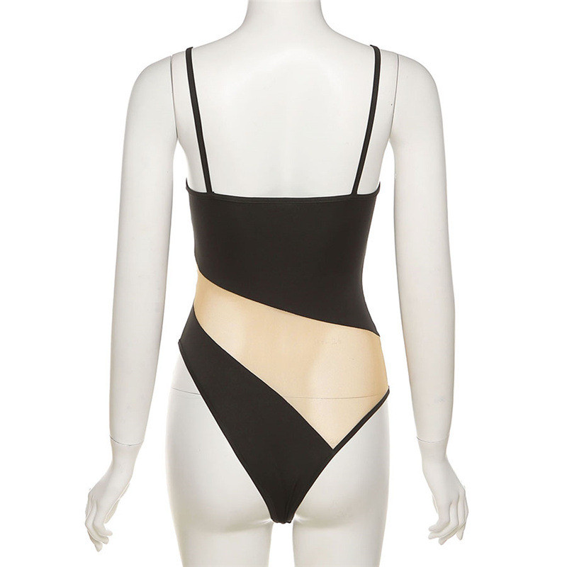 Salopetă BKLD pentru femei, vara 2021, noua îmbrăcăminte de festival, cu bretele spaghete, sexy, cu decolteu în V, la modă, din plasă, mozaic, fără spate, negru