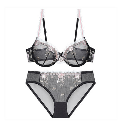 Εξαιρετικά λεπτή bralette κεντημένη δαντέλα σέξι εσώρουχα σετ σουτιέν λουλουδιών underwire γυναικεία εσώρουχα εσώρουχα κοστούμι σετ σουτιέν εσωρούχων