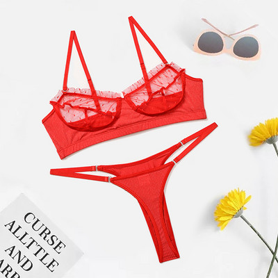 2021 Seturi de lenjerie transparente pentru femei Set de sutien de noapte sexy pentru femeie Set de lenjerie de corp neagră Sutien de modă