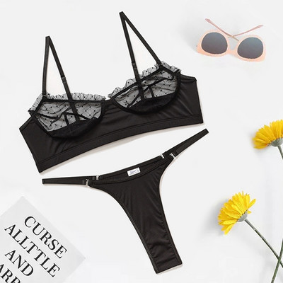 2021 Seturi de lenjerie transparente pentru femei Set de sutien de noapte sexy pentru femeie Set de lenjerie de corp neagră Sutien de modă