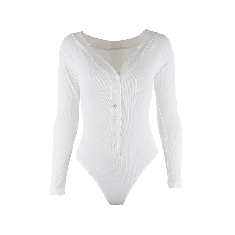 BKLD 2021, noua culoare solidă, alb, subțire, sexy, cu decolteu în V, de pe umăr, body dintr-o bucată pentru femei, body cu mânecă lungă