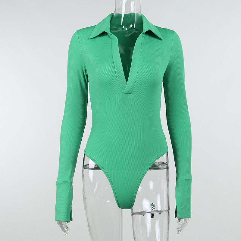 BKLD Turn-down κολάρο Flare ολόσωμο φορμάκι Σέξι στολές για γυναίκες Χειμώνας 2021 Νέα μονόχρωμα μονόχρωμα φορμάκια με λαιμόκοψη σε σχήμα V