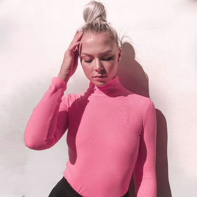 BKLD pentru femei 2019, toamnă, cu mâneci lungi, cu gât rigiș, salopetă scurtă și slăbită.