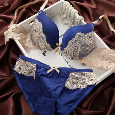 Donje rublje Ženski grudnjaci BC cup Set donjeg rublja s kratkim hlačama Seksi donje rublje Kompleti grudnjaka s čipkom i vezom Grudnjaci s mašnom