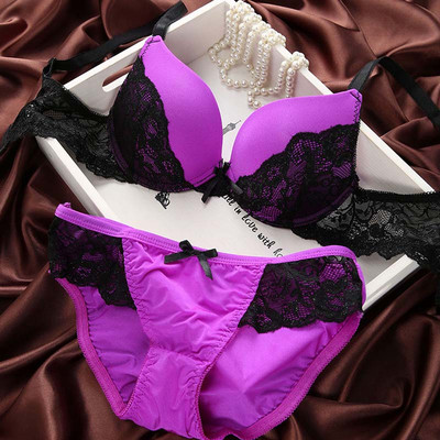 Donje rublje Ženski grudnjaci BC cup Set donjeg rublja s kratkim hlačama Seksi donje rublje Kompleti grudnjaka s čipkom i vezom Grudnjaci s mašnom