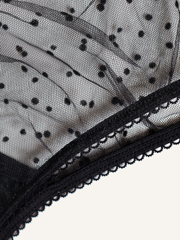 Σέξι σετ εσωρούχων Αναπνεύσιμο bralette με σέξι σώβρακο Polka Dot Sheer Mesh Σετ εσωρούχων Αόρατο σουτιέν για γυναίκες