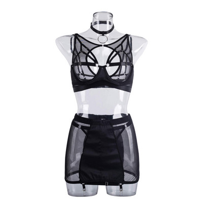 Γυναικεία εσώρουχα δαντέλα σατέν πλέγμα Ερωτικά ρούχα Γυναικεία σεξ πορνό Εσώρουχα Σουτιέν Σλιπ εσώρουχα Κοντή φούστα Νυχτικά γοτθικό