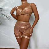 Γυναικείο σετ δαντέλας τεσσάρων τεμαχίων Sexy See Through Εσώρουχα Εξωτικά Κοστούμια Mesh Patchwork Σετ εσωρούχων Διάφανα εσώρουχα ψαρέματος