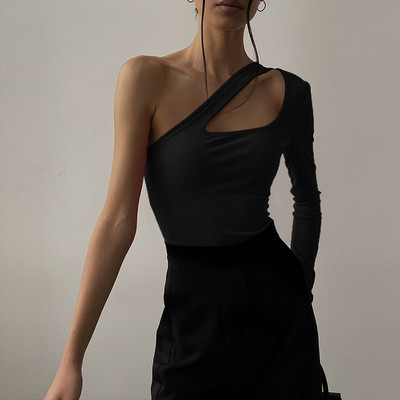 BKLD 2021, iarna, noi ținute sexy de club negru, pentru femei, la modă, neregulat, cu un singur umăr, decoltat, subțire, roz