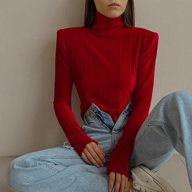 BKLD Body cu gât roscat Îmbrăcăminte pentru femei 2021 Noua modă de iarnă subțire, sexy, fără spate, cu mâneci lungi, de sus, salopetă, culoare solidă