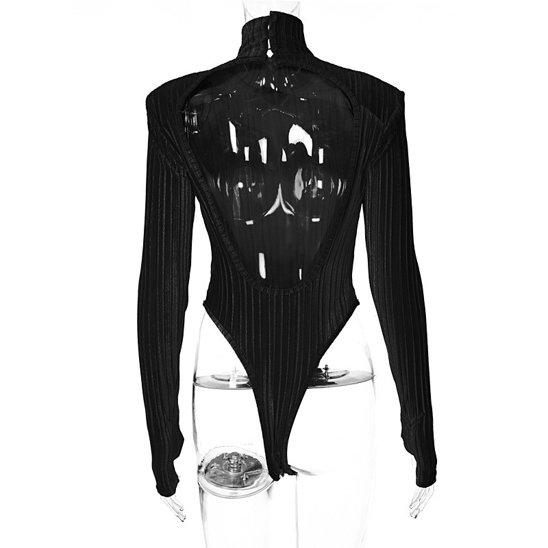 BKLD Body cu gât roscat Îmbrăcăminte pentru femei 2021 Noua modă de iarnă subțire, sexy, fără spate, cu mâneci lungi, de sus, salopetă, culoare solidă