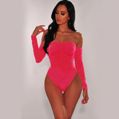 BKLD Μαύρο φορμάκι με ανοιχτό ώμο Σέξι γυναικείο μακρυμάνικο πλατύ λαιμό Bodycon Rompers Γυναικεία ολόσωμη φόρμα μονόχρωμη φθινοπωρινή φόρμα