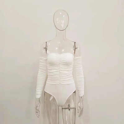 BKLD Μαύρο φορμάκι με ανοιχτό ώμο Σέξι γυναικείο μακρυμάνικο πλατύ λαιμό Bodycon Rompers Γυναικεία ολόσωμη φόρμα μονόχρωμη φθινοπωρινή φόρμα