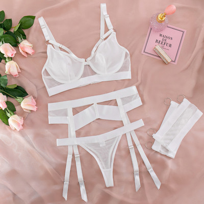 SexeLakas Naiste Rõivad Pesu Seksikas sidemega pitspesu Erootiline kostüüm, 3-osaline võrk, läbipaistev uhke intiimne komplekt