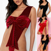 BKLD ühes tükis klubikomplektid naistele, ühe õlaga, varrukateta seksikas 2021. aasta talvine uus sametist vibuboidid jõuluriided