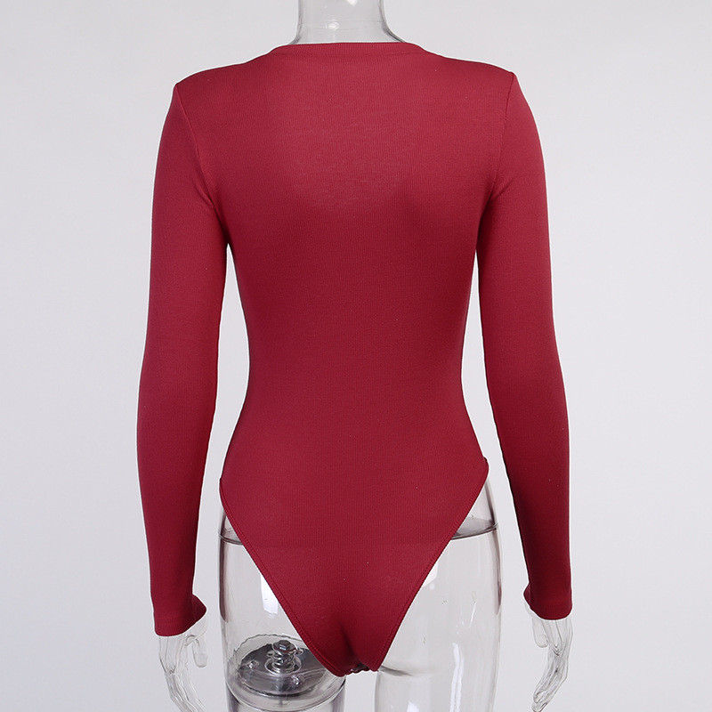 BKLD Body-uri haine pentru femei, sexy, de culoare solidă, cu decolteu în V, pentru umeri, cu mânecă lungă, salopetă de antrenament dintr-o bucată, haine de petrecere pentru club