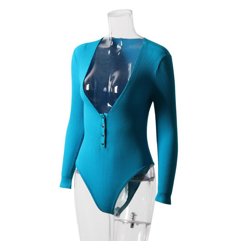 BKLD Body cu mânecă lungă pentru femei, cu decolteu în V adânc, sexy, solid, toamnă iarnă 2019, haine calde pentru femei, body subțire la modă