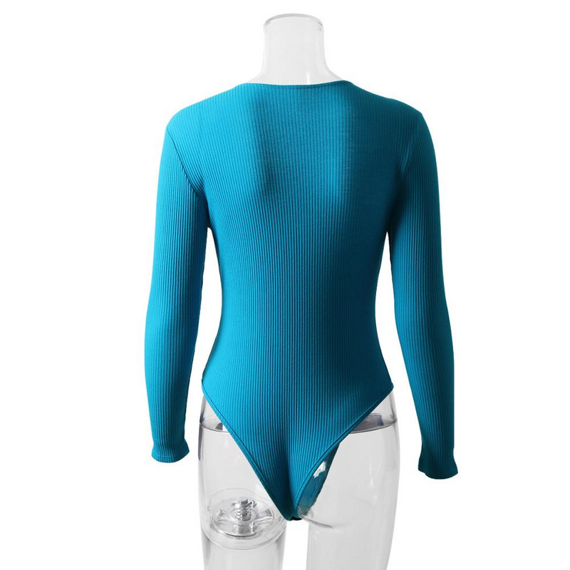 BKLD Body cu mânecă lungă pentru femei, cu decolteu în V adânc, sexy, solid, toamnă iarnă 2019, haine calde pentru femei, body subțire la modă