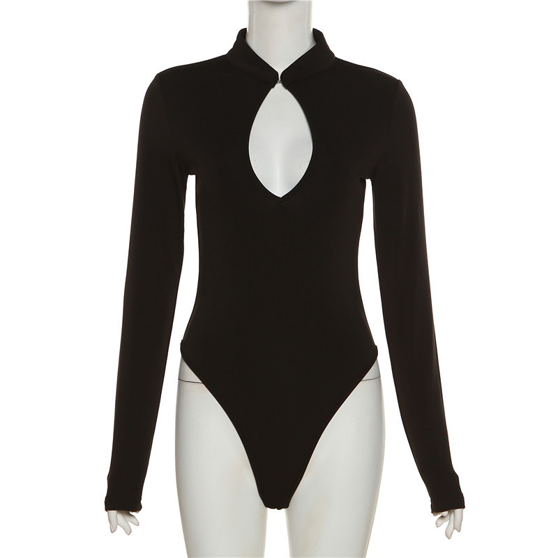 BKLD Φθινόπωρο και Χειμώνας 2022 Νέα Γυναικεία Ρούχα Μόδας γιακάς Σέξι Κομμωτό κορμάκι με μακρυμάνικο μονόχρωμο μπλουζάκι