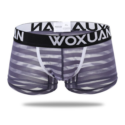 Boxeri cu plasă pentru bărbați cu dungi sexy, cu talie joasă, boxer sexy, respirabil, lenjerie de corp pentru bărbați.