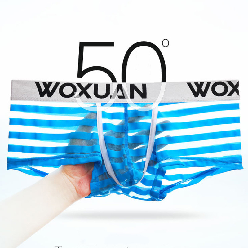 Boxeri cu plasă pentru bărbați cu dungi sexy, cu talie joasă, boxer sexy, respirabil, lenjerie de corp pentru bărbați.