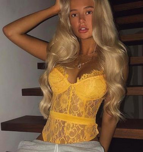 BKLD Body cu dantelă neon transparentă pentru femei, cu bretele spaghetti, cu decolteu în V, cu push-up, din plasă, pentru femei, din dantelă, noua vară 2019